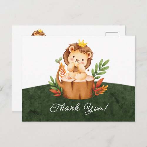 Jungle Lion Baby Shower Thank You  Postcard