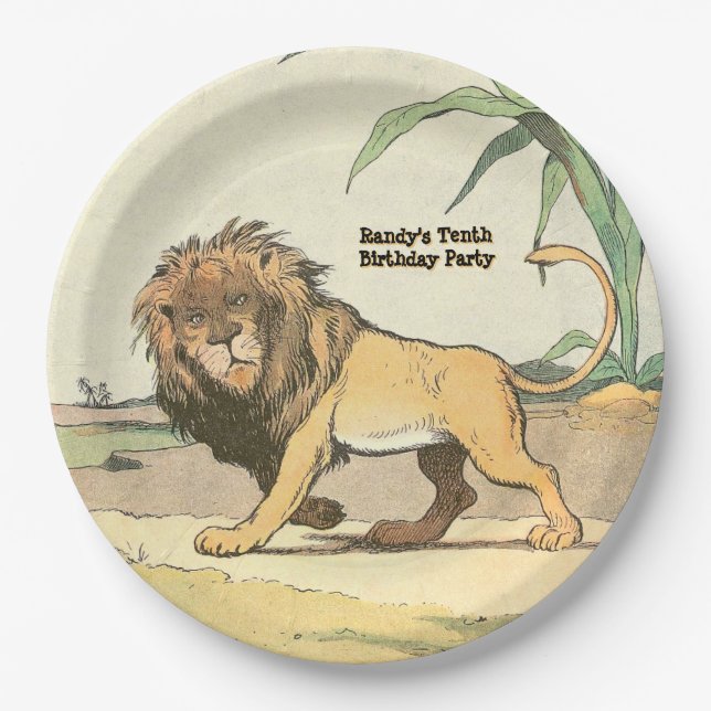 Jungle Lion Birthday Party Paper Plates (Front)