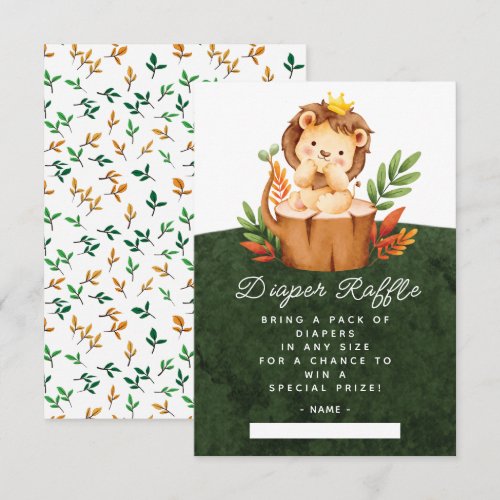 Jungle Lion Diaper Raffle Enclosure Card
