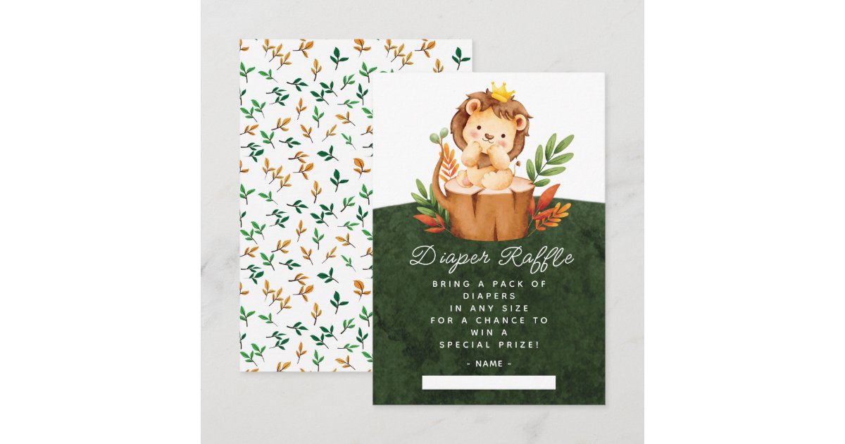 Jungle Lion Diaper Raffle Enclosure Card | Zazzle