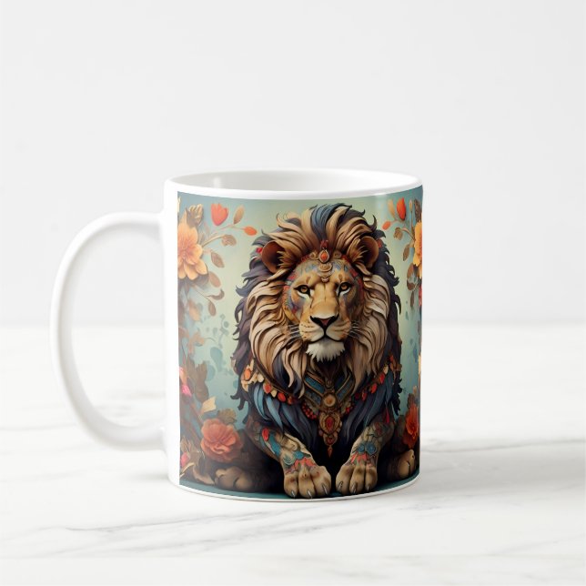 Jungle lion & Exotic Predator Wild Big Cat  Coffee Mug (Left)