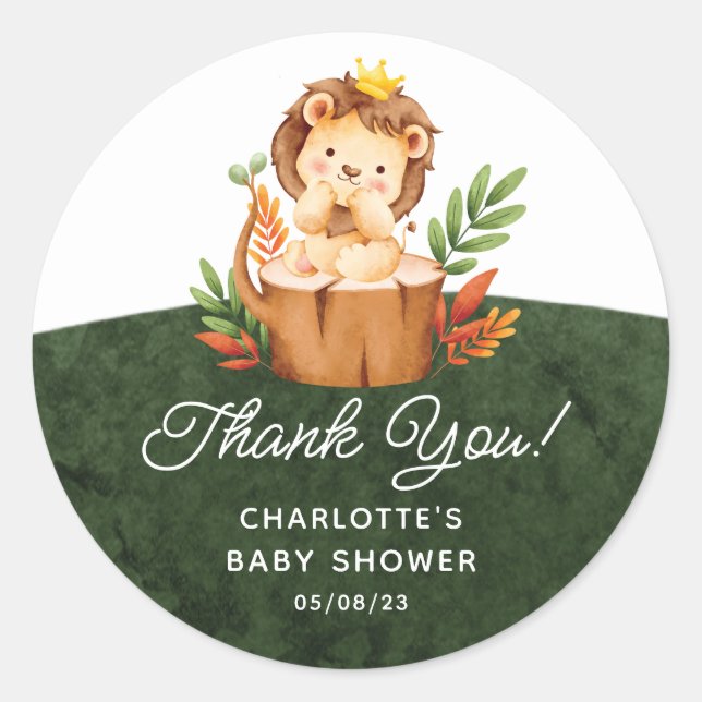 Jungle Lion Favor Classic Round Sticker (Front)