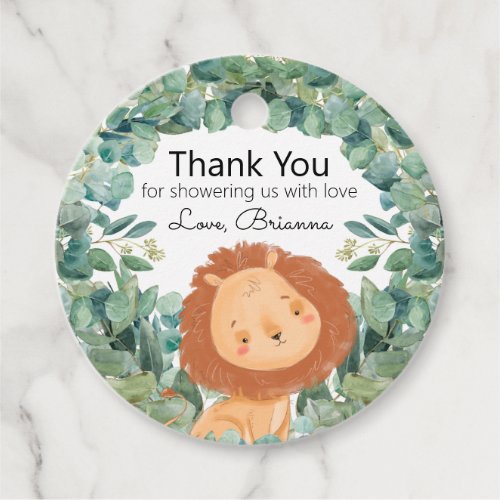 Jungle Lion Greenery Baby Shower Thank You Favor Tags