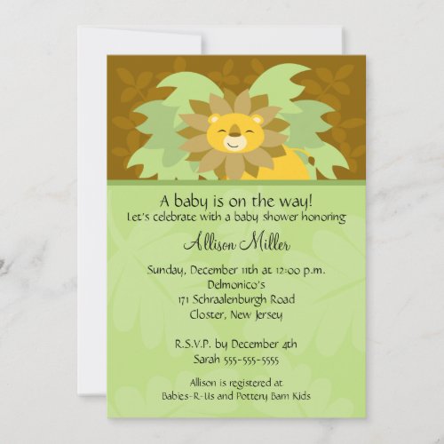 Jungle Lion Neutral Baby Shower Invitation