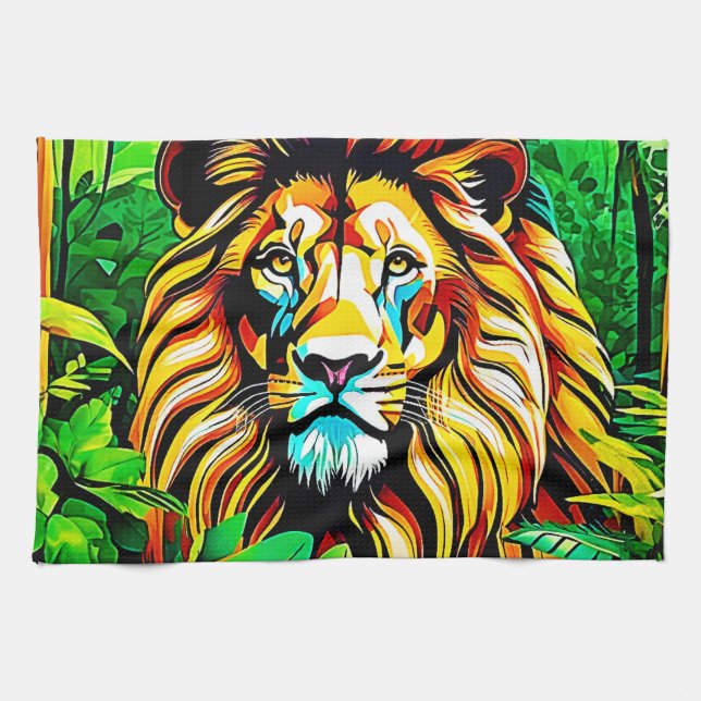 Jungle Lion Pop Art Design Kitchen Towel (Horizontal)