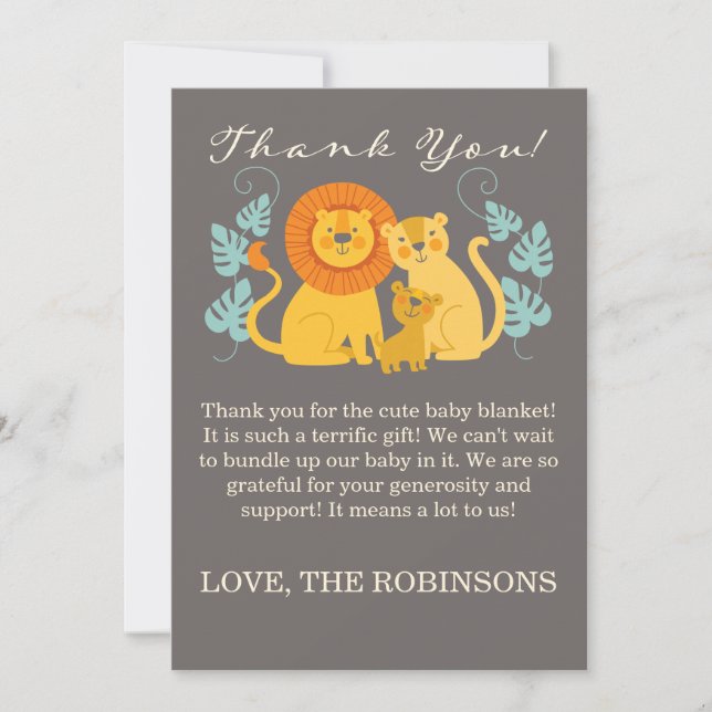 Jungle Lion Thank You Card (Front)