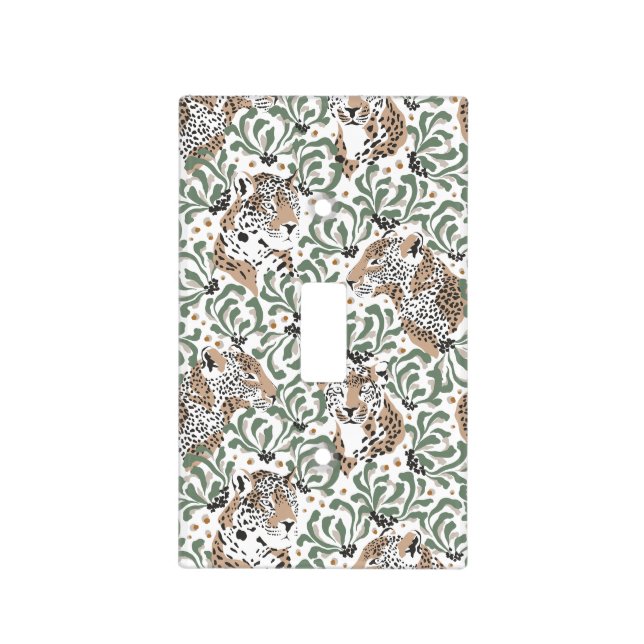 Jungle Lounge Leopard & Foliage Light Switch Cover (Front)