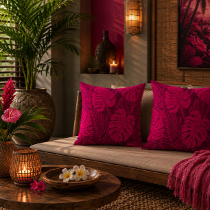 Jungle luxe - monstera and palm throw pillow