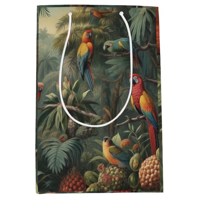 Jungle Majesty Scarlet Macaw and Pineapple Medium Gift Bag (Front)