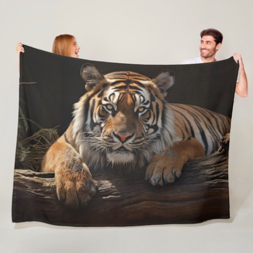Jungle Monarch: Tiger Portrait Fleece Blanket