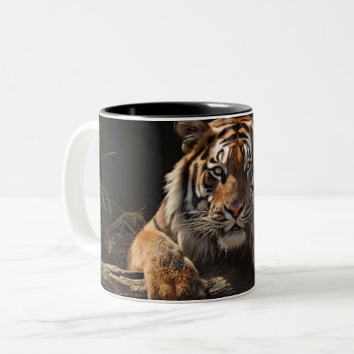Jungle Monarch: Tiger Portrait Two-Tone Coffee Mug