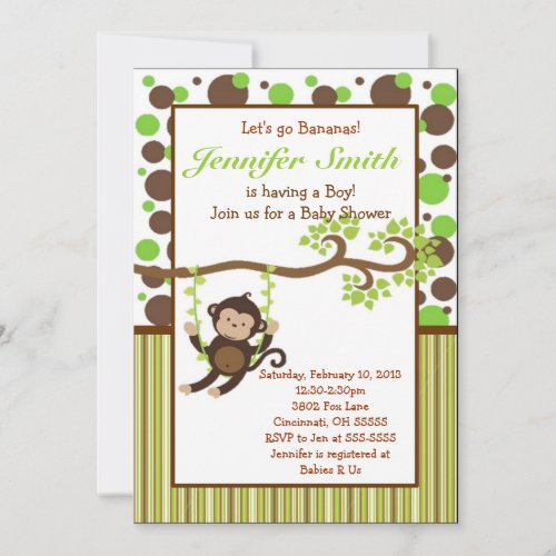 Jungle Monkey Baby Shower Invitation