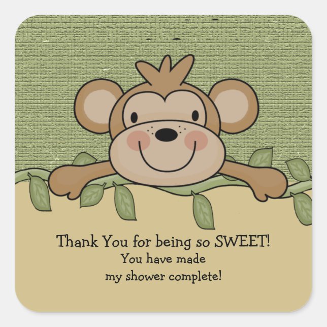 Jungle Monkey Baby Shower Square Sticker! Square Sticker (Front)