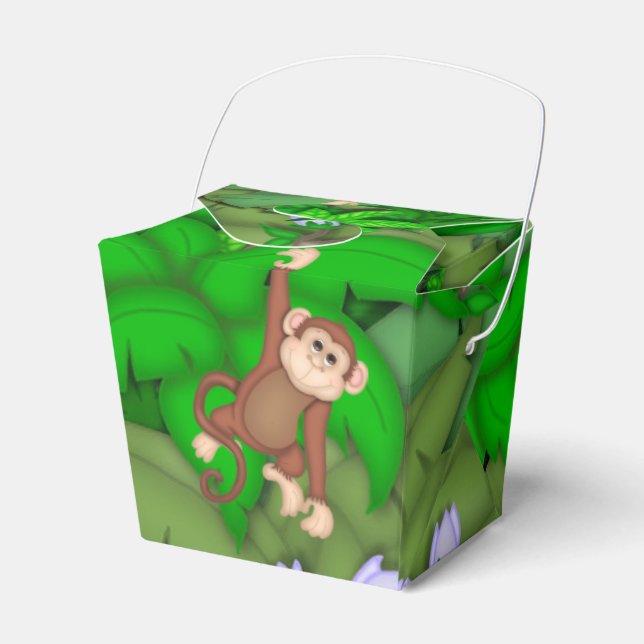 Jungle Monkey Birthday Party Favor Box (Front Side)