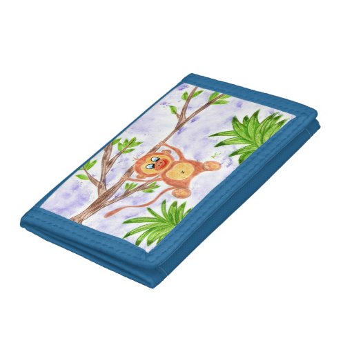 Jungle monkey blue kid wallet