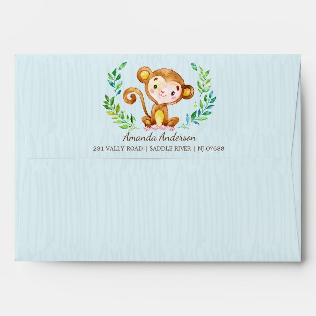 Jungle Monkey Boys Invitation Envelope (Back (Top Flap))