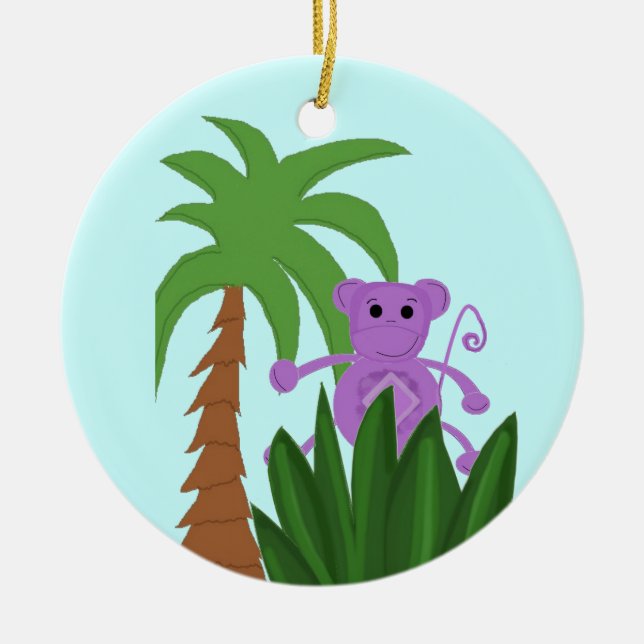 Jungle Monkey Ceramic Ornament (Front)