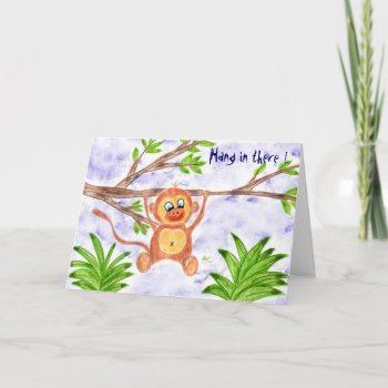Jungle Monkey Encouragement Card by ArianeC at Zazzle