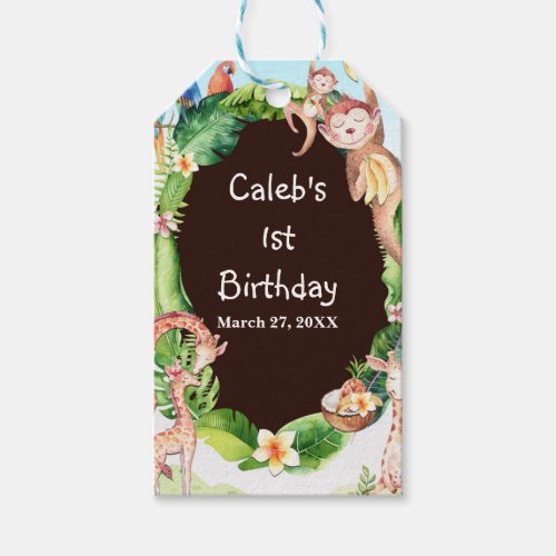 Jungle Monkey  Giraffe Baby Shower Custom Favor Gift Tags