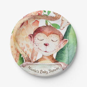 Jungle Monkey & Giraffe Baby Shower Party Custom Paper Plates