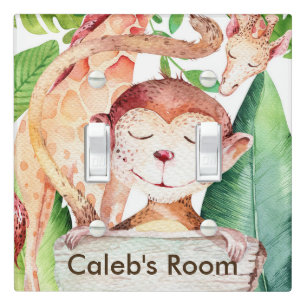 Jungle Monkey & Giraffe Nursery Room Kids Light Switch Cover