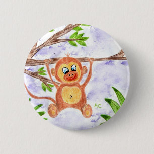 Jungle monkey round button