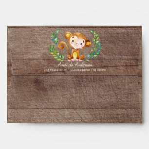 Jungle Monkey Wood Neutral Invitation Envelope
