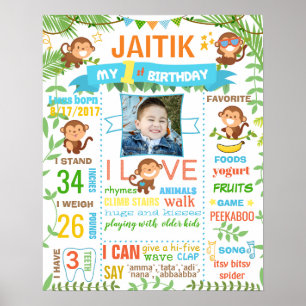 Jungle Monkey Zoo First Birthday chalkboard sign