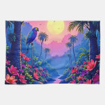 Jungle Moon Blue Parrot Paradise Kitchen Towel