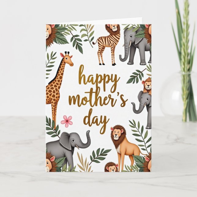Jungle Mothers Day Illustration Card (Front)