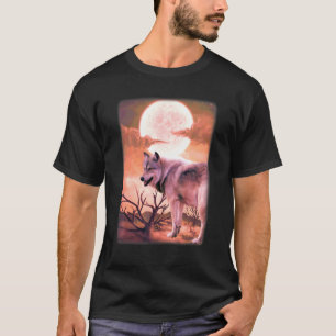 Jungle Mountain Night Howling At The Moon Wolves W T-Shirt