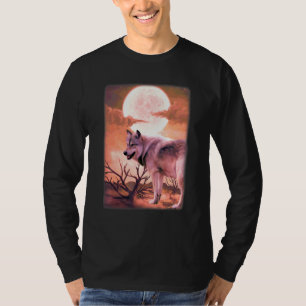 Jungle Mountain Night Howling At The Moon Wolves W T-Shirt