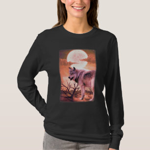 Jungle Mountain Night Howling At The Moon Wolves W T-Shirt