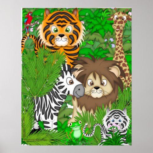 JUNGLE MURAL FOR CHILDRENS ROOM POSTER