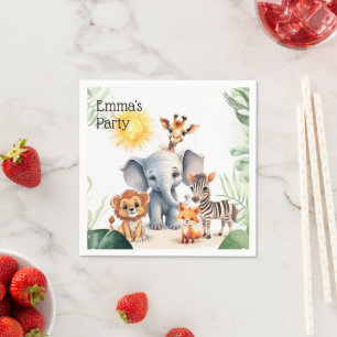 Jungle Nursery baby kids party safari cute animals Napkins