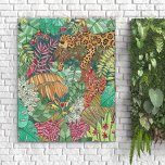 Jungle Nursery Decor Faux Canvas Print<br><div class="desc">Jungle themed nurseries are trending and it's easy to see why! Decorate your space with this beautiful rainforest jungle full of your favorite exotic plants and one adorable big cat jaguar. Perfect for a child's room or nursery, this amazing, detailed canvas is one of a kind, full of vibrant colors,...</div>