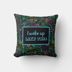 jungle of colorful glowing leaves pillow