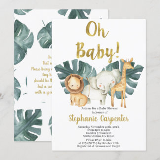 Jungle Oh Baby Safari Baby Shower Boy Invitation
