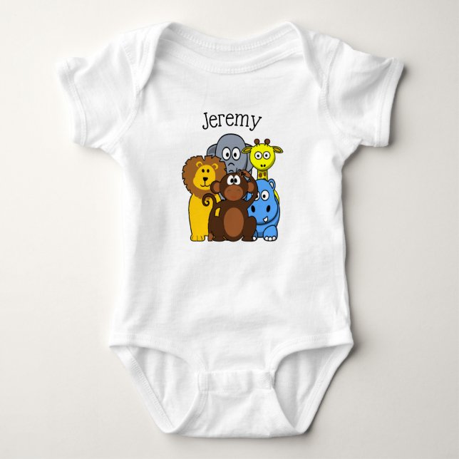 Jungle or Zoo Animals Themed Personalized Baby Tee (Front)