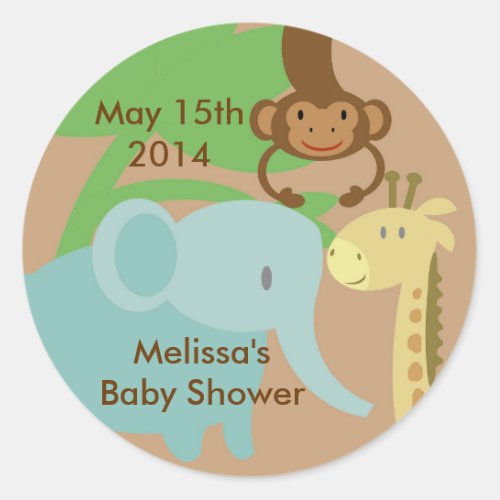 Jungle or Zoo Stickers for baby shower gift bags