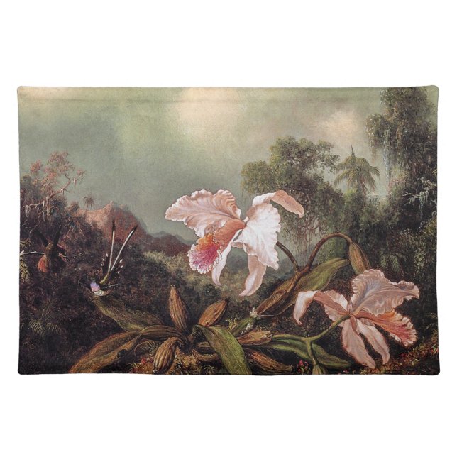 Jungle Orchids and Hummingbirds Cloth Placemat (Front)
