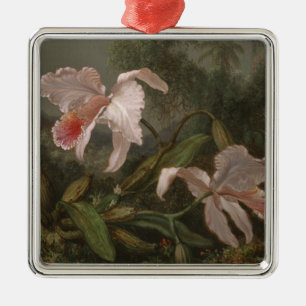 Jungle Orchids and Hummingbirds Metal Ornament