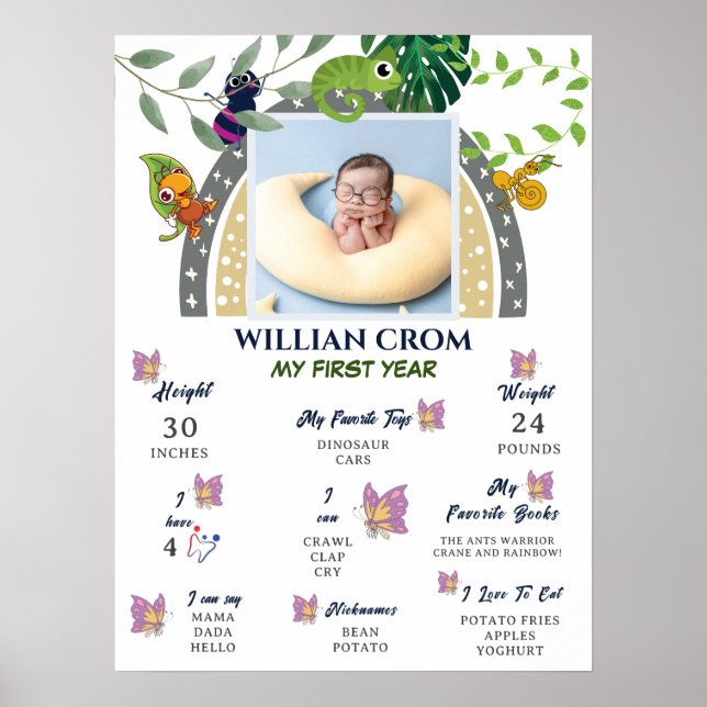 Jungle Over The Rainbow 1st Year Milestone Poster (Front)