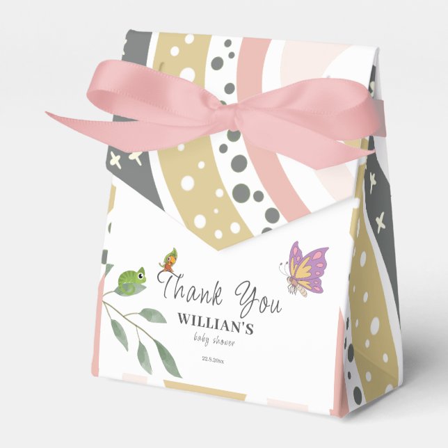 Jungle Over The Rainbow Baby Shower Thank You Favor Boxes (Front Side)