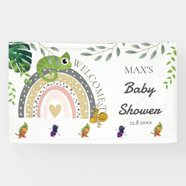 Jungle Over The Rainbow Baby Shower Welcome Banner (Horizontal)