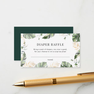 Jungle Palm Girl Baby Shower Diaper Raffle Enclosure Card