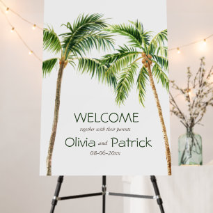 Jungle palm watercolor tropical invitation foam board