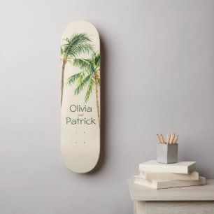Jungle palm watercolor tropical  skateboard