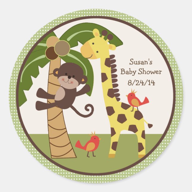 Jungle Pals/Animals Stickers/Cupcake Toppers Classic Round Sticker (Front)