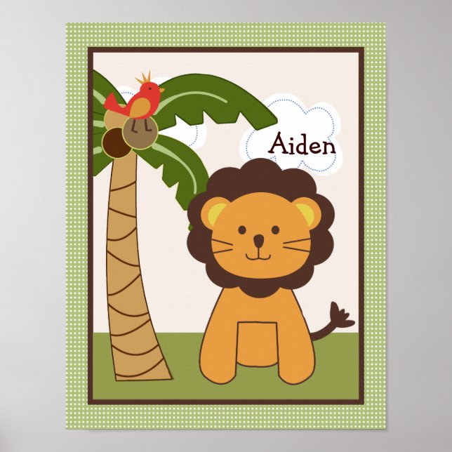 Jungle Pals Lion Personalized Art Poster (Front)